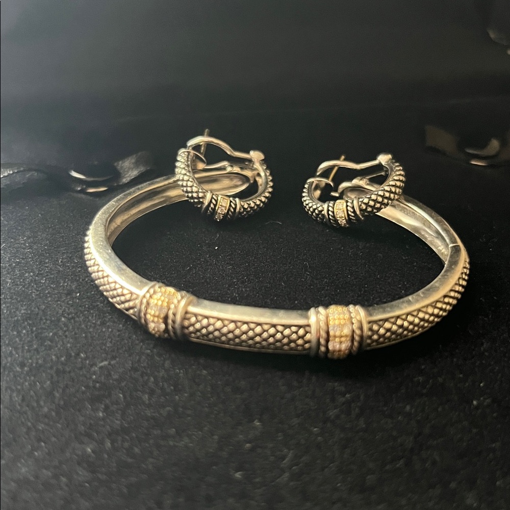 925 18k diamond Bracelet and Earring Set